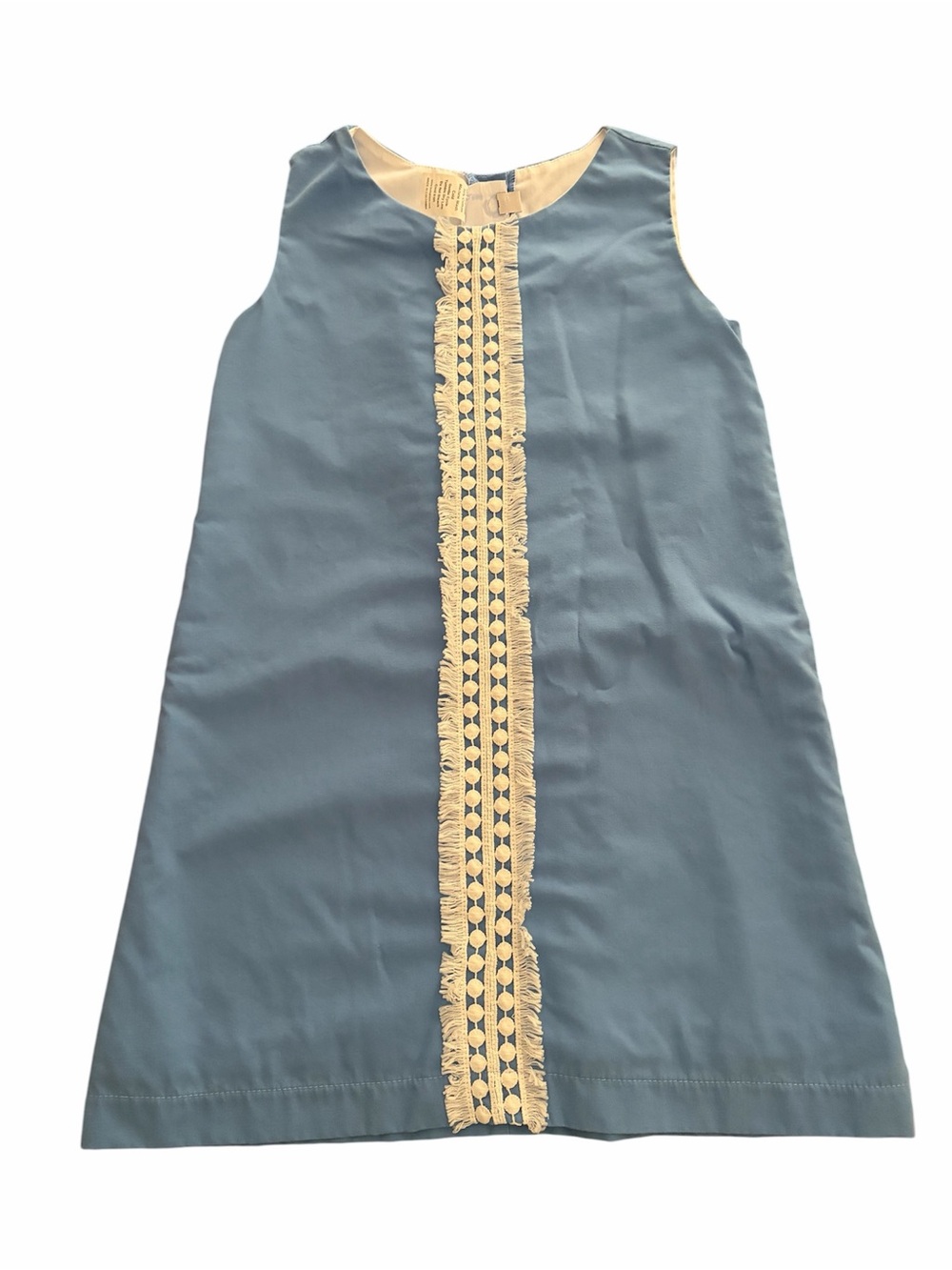 Girls Sleeveless Blue Dress with white Trim - Brand: Bella Bliss